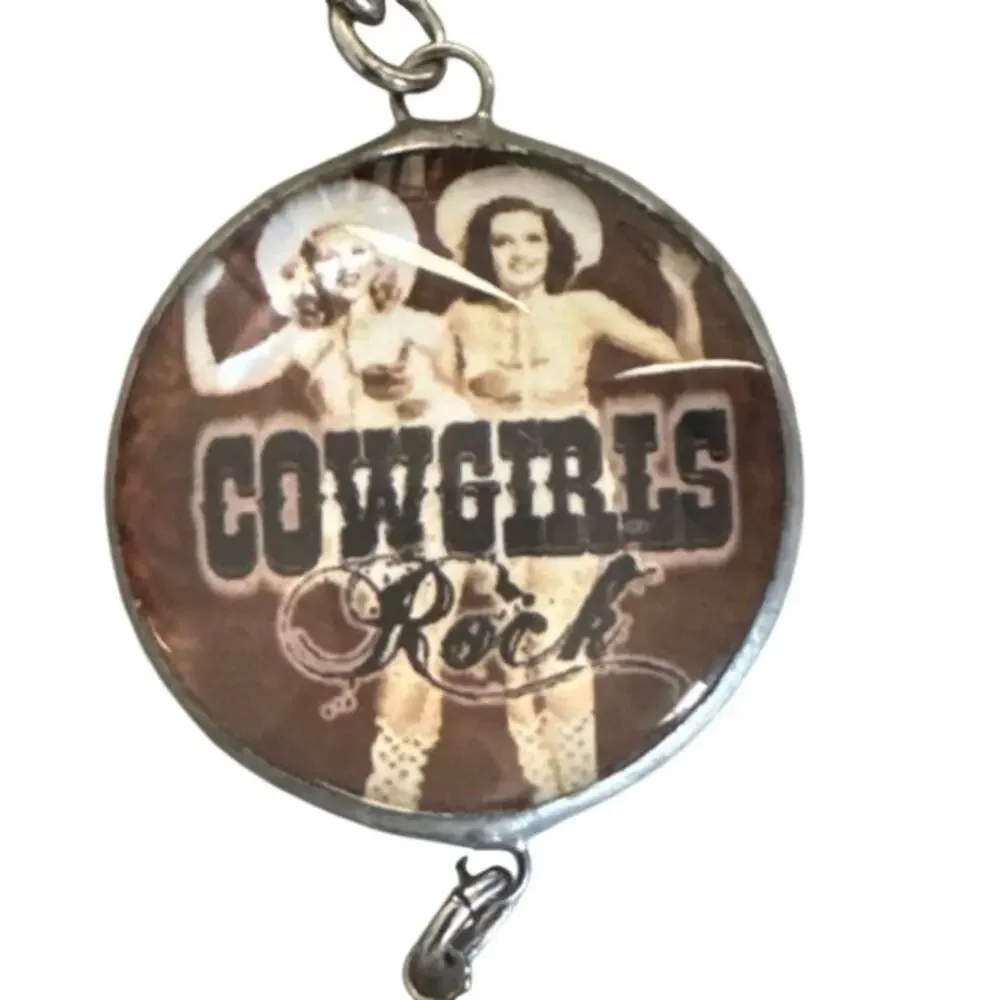 Cowgirls Rock Reversible Necklace Horse Pin Up Western Rodeo Pearl Statement